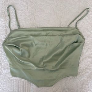 Pleated Cow Neck Crop Top